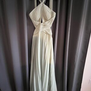 Christian Siriano light sage bridesmaid Gown